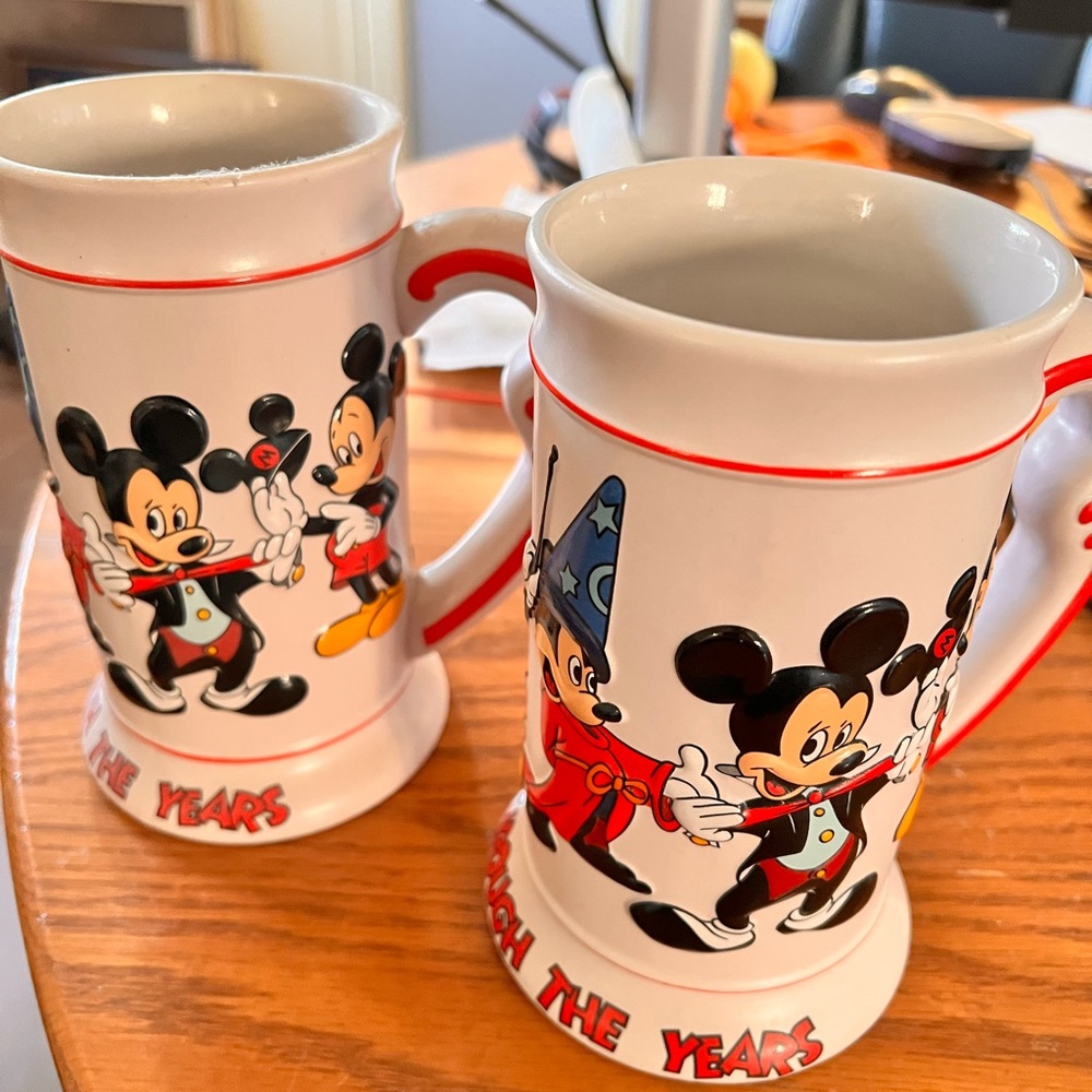 Mickey Mouse Vintage Collectible Tall Mugs “Through the Years”